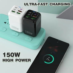Phone Charger 150W Charging Block 4USB+2PD Fast Charging 5v2.4A