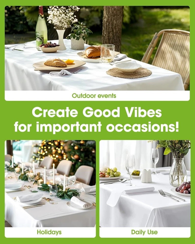 Pureegg Plastic Table Cloth Disposable 10 Pack, 54 X 108 Inch Table Cloths