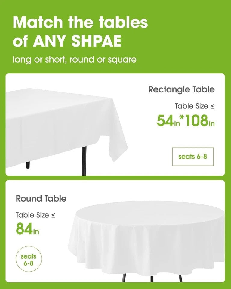 Pureegg Plastic Table Cloth Disposable 10 Pack, 54 X 108 Inch Table Cloths
